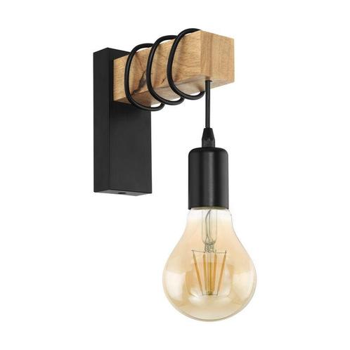 Zwarte landelijke wandlamp, Anton, staal, Huis en Inrichting, Lampen | Wandlampen, Nieuw, Hout, Ophalen of Verzenden