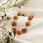 Gouden armband met carneool | 21 cm (vintage, granaat), Sieraden, Tassen en Uiterlijk, Armbanden, Gebruikt, Overige kleuren, Ophalen of Verzenden