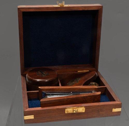 Sextant - Hout, Messing - Schreibtisch Set in hochwertiger, Antiek en Kunst, Kunst | Designobjecten