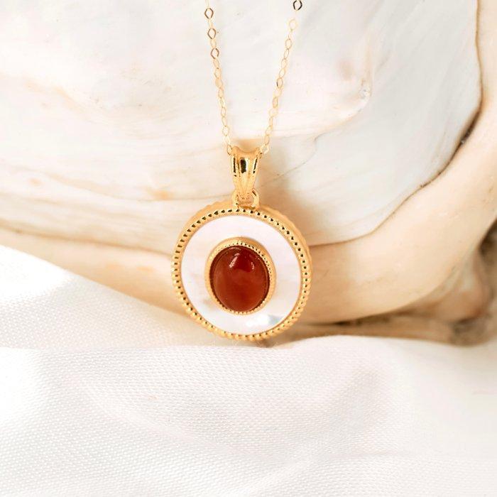 Zonder Minimumprijs - Halsketting - 18 karaat Geel goud Onyx, Sieraden, Tassen en Uiterlijk, Kettingen