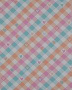 Flanel Katoen Ruit Met Hartjes Perzik/Roze, Hobby en Vrije tijd, Stoffen en Lappen, Nieuw, Roze