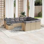 vidaXL 11-delige Tuinset met kussens poly rattan beige, Meer dan 8 zitplaatsen, Nieuw, Tuinset, Verzenden