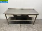 RVS Werktafel met onderschap en 2 Trespa laden 180 x 70 x, Ophalen of Verzenden, Gebruikt
