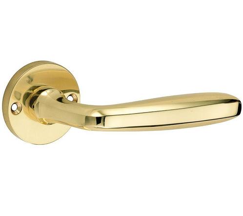 Deurklink op ongeveerd rozet Banaan/Elegant messing gelakt, Doe-het-zelf en Verbouw, Hang- en Sluitwerk, Verzenden