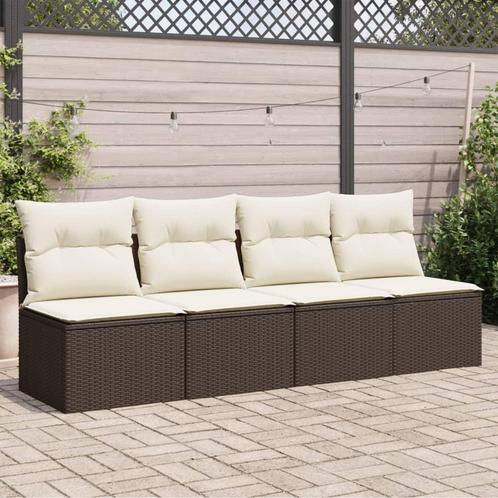vidaXL Tuinbank 4-zits met kussens poly rattan bruin, Tuin en Terras, Tuinsets en Loungesets, Nieuw, Rotan, Verzenden