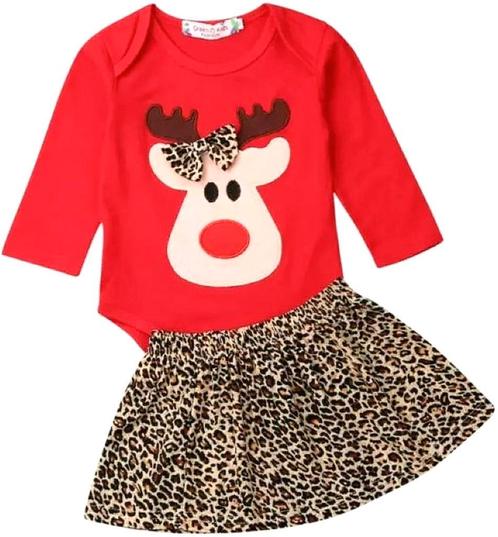 Kerst set Happy Moose 2-delig, Kinderen en Baby's, Babykleding | Maat 74, Jurkje of Rokje, Meisje, Nieuw, Verzenden