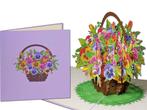 Wenskaart Bloemen Mandje met Viooltjes pop-up wenskaart, Verzenden, Nieuw
