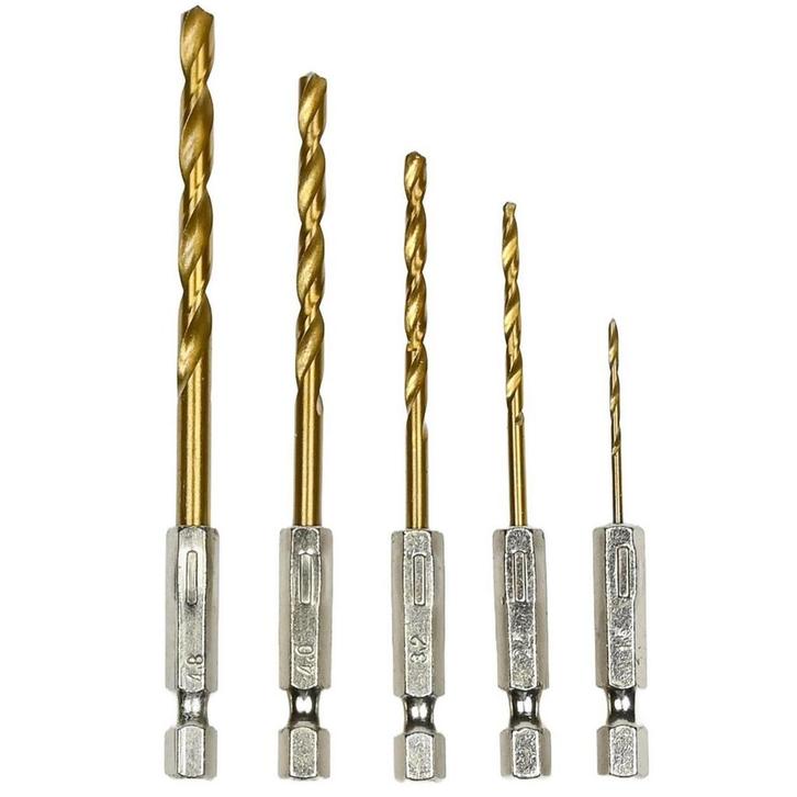 Hofftech 5-delige titanium boorset - duurzaam en compact..., Doe-het-zelf en Verbouw, Gereedschap | Boormachines, Nieuw, Ophalen of Verzenden