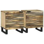 vidaXL Nachtkastje 2 pcs Bruin 40 x 33 x 46 cm massief, Minder dan 45 cm, Verzenden, Nieuw, Minder dan 55 cm