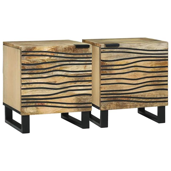 vidaXL Nachtkastje 2 pcs Bruin 40 x 33 x 46 cm massief, Huis en Inrichting, Slaapkamer | Nachtkastjes, Nieuw, Minder dan 45 cm