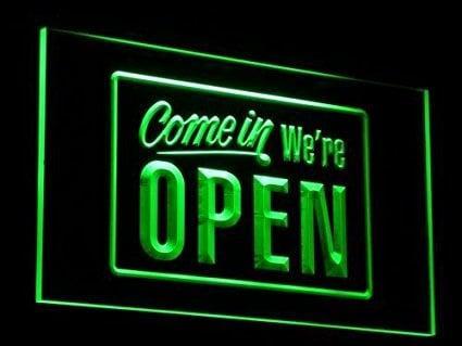 OPEN neon bord lamp LED verlichting reclame lichtbak #25 COM, Zakelijke goederen, Horeca | Meubilair en Inrichting, Verzenden