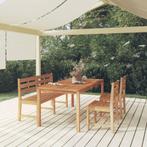 vidaXL 4-delige Tuinset massief teakhout, 4 zitplaatsen, Verzenden, Teakhout, Nieuw