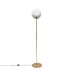 Art deco vloerlamp messing met groen glas - Pallon, Nieuw, Glas, 100 tot 150 cm, Art Deco