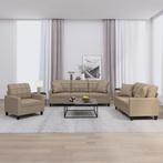 vidaXL 3-delige Loungeset met kussens kunstleer, Huis en Inrichting, Banken | Bankstellen, Verzenden, 150 tot 200 cm, Nieuw, Leer