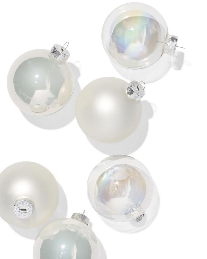 HEMA Kerstballen set 7.2cm glas parel - 6 stuks, Diversen, Kerst, Nieuw, Verzenden