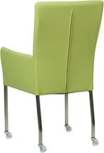 Felgroene leren moderne eetkamerstoel - met armleuning poot, Huis en Inrichting, Stoelen, Overige kleuren, Nieuw, Leer, Ophalen of Verzenden