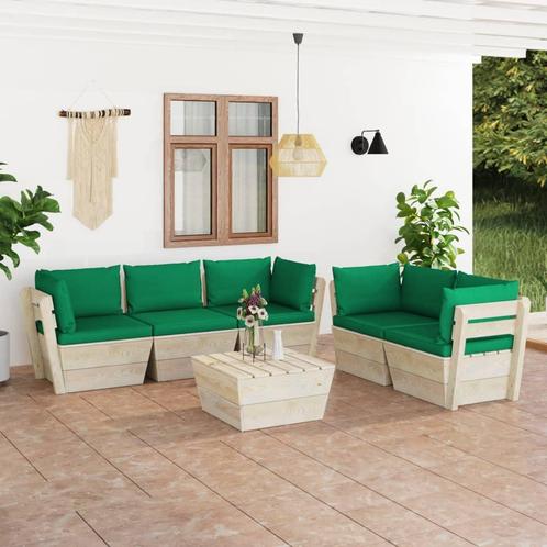 vidaXL 6-delige Loungeset met kussens pallet vurenhout, Tuin en Terras, Tuinsets en Loungesets, Loungeset, Nieuw, Hout, Verzenden