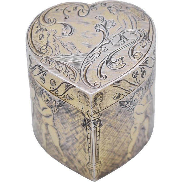 Doos - Hart - Cupidos en Nimfen - .925 zilver, Antiek en Kunst, Antiek | Goud en Zilver
