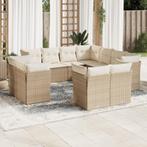 vidaXL 11-delige Tuinset met kussens poly rattan beige, Tuin en Terras, Verzenden, Nieuw, Rotan, Tuinset