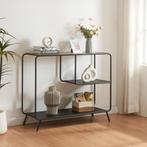 [en.casa] Console tafel Krødsherad 83x102x36 cm zwart en eik, Verzenden, Nieuw