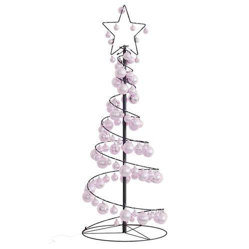 vidaXL LED-kerstboom met kerstballen 80 LEDs warm wit 120 cm, Diversen, Kerst, Nieuw, Verzenden
