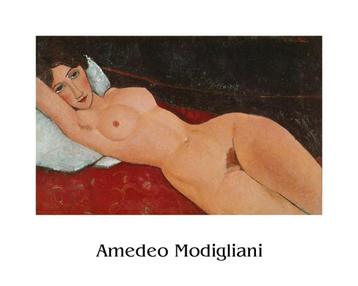 Kunstdruk Amedeo Modigliani Liegender Frauenakt auf weißem beschikbaar voor biedingen