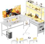 LED Gamingtafel 150 x 100 cm, Hoekbureau met Opbergruimte, G, Verzenden, Zo goed als nieuw