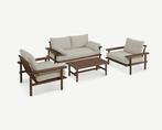 Stoel-Bank Loungeset Laruna Acaciahout Vintage Bruin /  Wit, Tuin en Terras, Verzenden, Nieuw