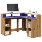 vidaXL Bureau met LED-verlichting 130x130x91 cm hout, Verzenden, Nieuw