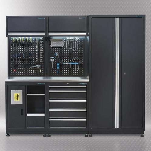 Datona Werkplaatsinrichting PREMIUM met RVS werkblad 225 cm, Doe-het-zelf en Verbouw, Werkbanken, Nieuw, Ophalen of Verzenden