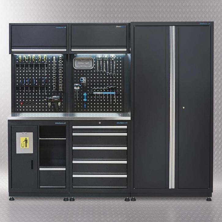 Datona Werkplaatsinrichting PREMIUM met RVS werkblad 225 cm, Doe-het-zelf en Verbouw, Werkbanken, Nieuw, Ophalen of Verzenden