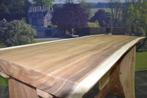 Boomstamtafel 400x90xH77,5 cm - bladdikte 10 cm geschoord, Ophalen of Verzenden, Nieuw, Teakhout