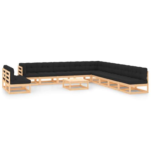 vidaXL 12-delige Loungeset met antracietkleurige kussens, Tuin en Terras, Tuinsets en Loungesets, Loungeset, Nieuw, Verzenden