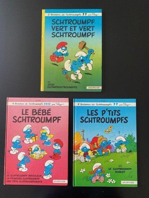 Les Schtroumpfs - 3x C - 3 Album - Eerste druk - 1973/1988, Boeken, Stripboeken