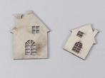 Houten Huisjes Grijs 5/7 cm 10 stuks, Ophalen of Verzenden, Nieuw