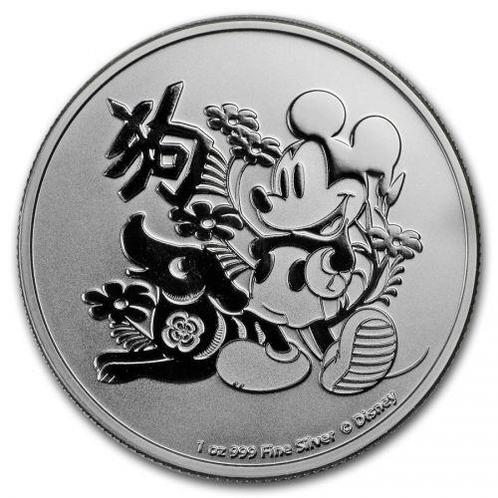 Niue - Disney Lunar Year of the dog - 1 oz 2018, Postzegels en Munten, Munten | Oceanië, Losse munt, Zilver, Verzenden