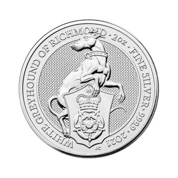 Zilveren munt Queens Beasts White Greyhound 2 troy ounce beschikbaar voor biedingen