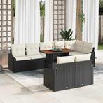 vidaXL Tuin Sofa Set met opslag 9 pcs Zwart Poly riet, Verzenden, Nieuw, Rotan