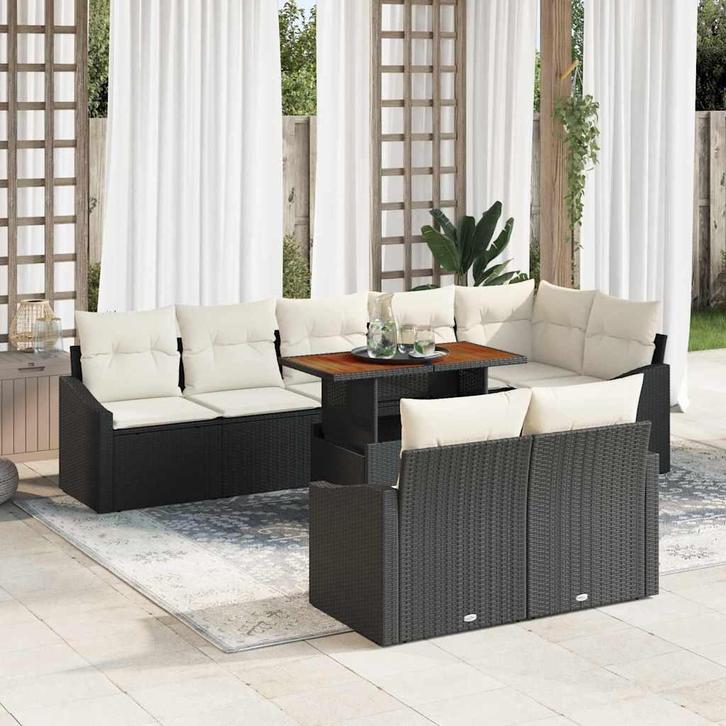 vidaXL Tuin Sofa Set met opslag 9 pcs Zwart Poly riet, Tuin en Terras, Tuinsets en Loungesets, Nieuw, Rotan, Verzenden