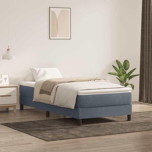 vidaXL Boxspring zonder matras fluweel donkergrijs 90x220 cm, Huis en Inrichting, Slaapkamer | Bedden, Grijs, Nieuw, Stof, Verzenden