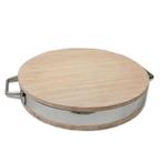 Houten dienblad, rond, metalen handgrepen, extra stevig, Ø, Ophalen of Verzenden