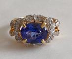 Ring - 14 karaat Geel goud - 3.58ct. tw. Tanzaniet - Diamant, Nieuw