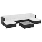 vidaXL 7-delige Loungeset met kussens poly rattan zwart, Tuin en Terras, Nieuw, Loungeset, 7 zitplaatsen, Verzenden