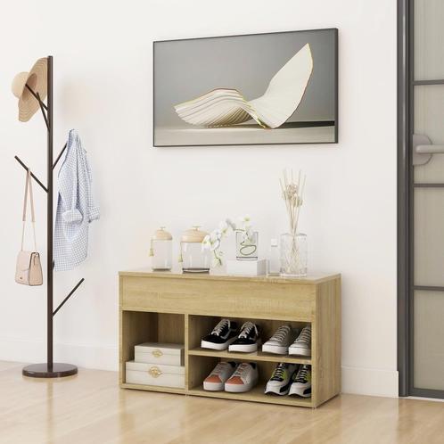 vidaXL Schoenenbank 80x30x45 cm bewerkt hout sonoma, Huis en Inrichting, Kasten | Schoenenrekken, Nieuw, Verzenden
