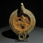 Oud-Romeins Terracotta Olielamp met ruiter te paard. 1e-3e