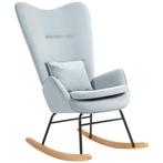 Schommelstoel - Zacht velours - Lendenkussen - Lichtgrijs, Huis en Inrichting, Stoelen, Nieuw, Ophalen of Verzenden, Modern, Stof