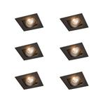 Set van 6 Vierkante inbouwspot zwart draai- en kantelbaar -, Huis en Inrichting, Lampen | Spots, Nieuw, Overige materialen