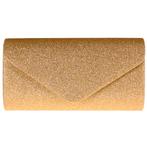 Avondtasje/Gala - Glitter Goudkleurig Glad - Envelopmodel -, Sieraden, Tassen en Uiterlijk, Tassen | Damestassen, Ophalen of Verzenden