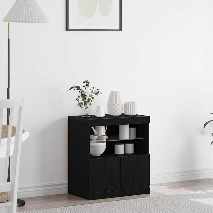 vidaXL Dressoir Zwart 60 x 37 x 67 cm Bewerkt hout, Huis en Inrichting, Kasten | Dressoirs, Nieuw, Overige houtsoorten, Verzenden