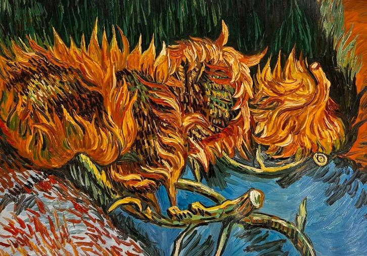 Van Gogh – Stilleven met zonnebloemen – Handgeschilderd, Huis en Inrichting, Woonaccessoires | Schilderijen, Tekeningen en Foto's